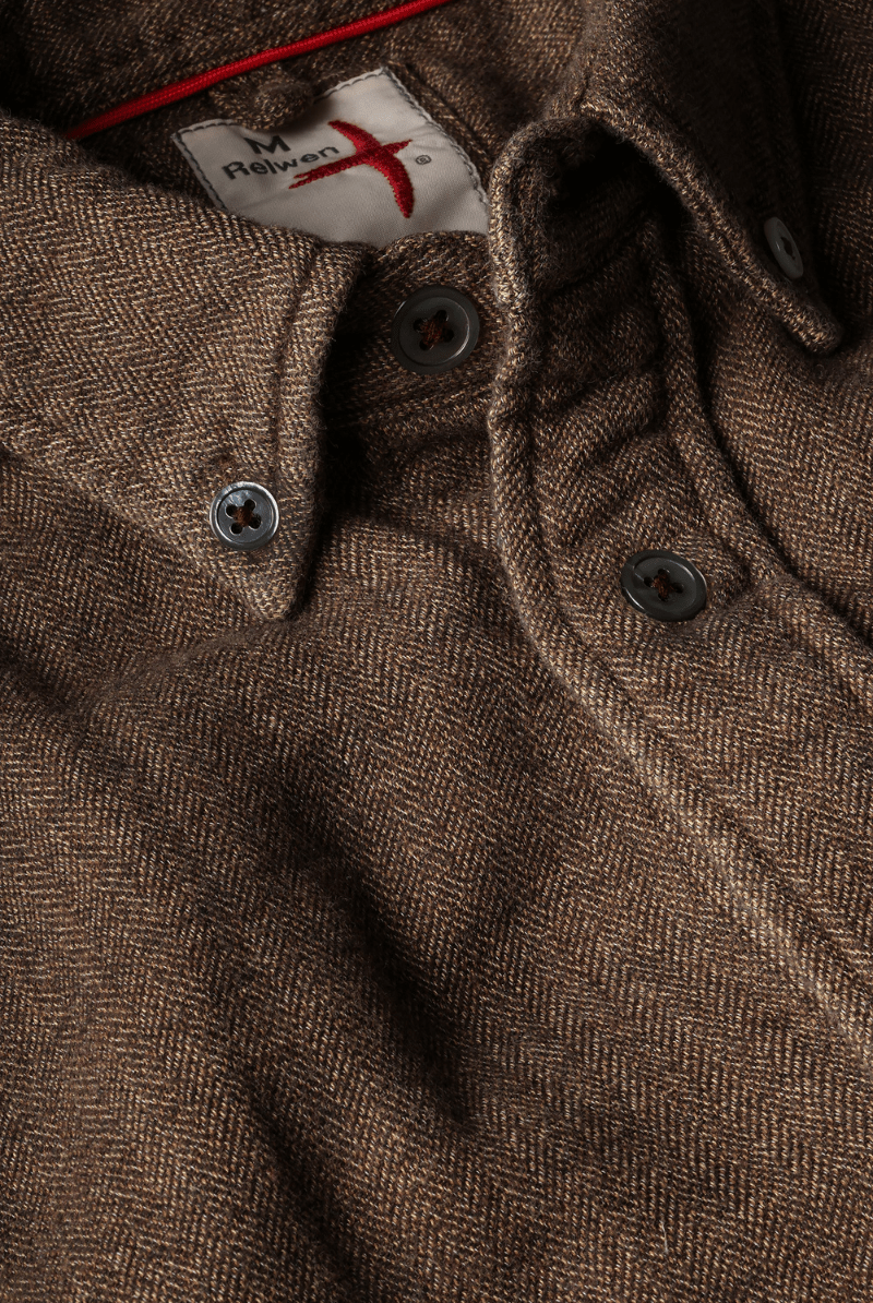 Shirts & Tops - Relwen - Chamois Lined Flannel in Rustic Brown - Archery Close