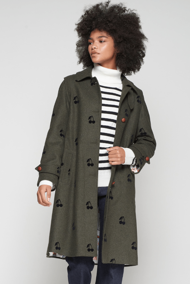 Outerwear - Vilagallo - Cherry Loden Coat - Archery Close