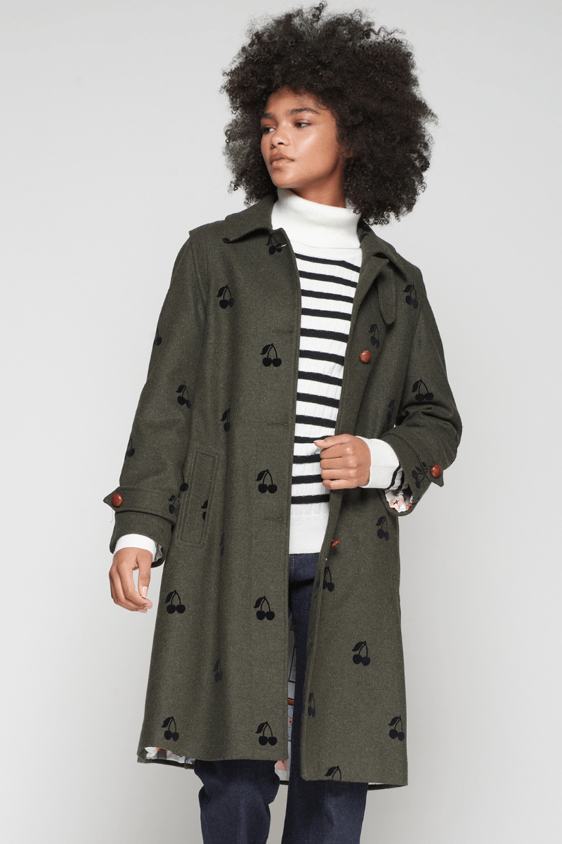 Outerwear - Vilagallo - Cherry Loden Coat - Archery Close