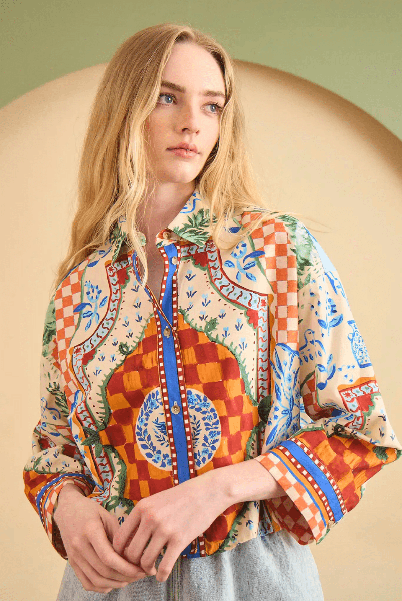 Shirts & Tops - Hunter Bell - Clarke Shirt in Sundance Tile - Archery Close