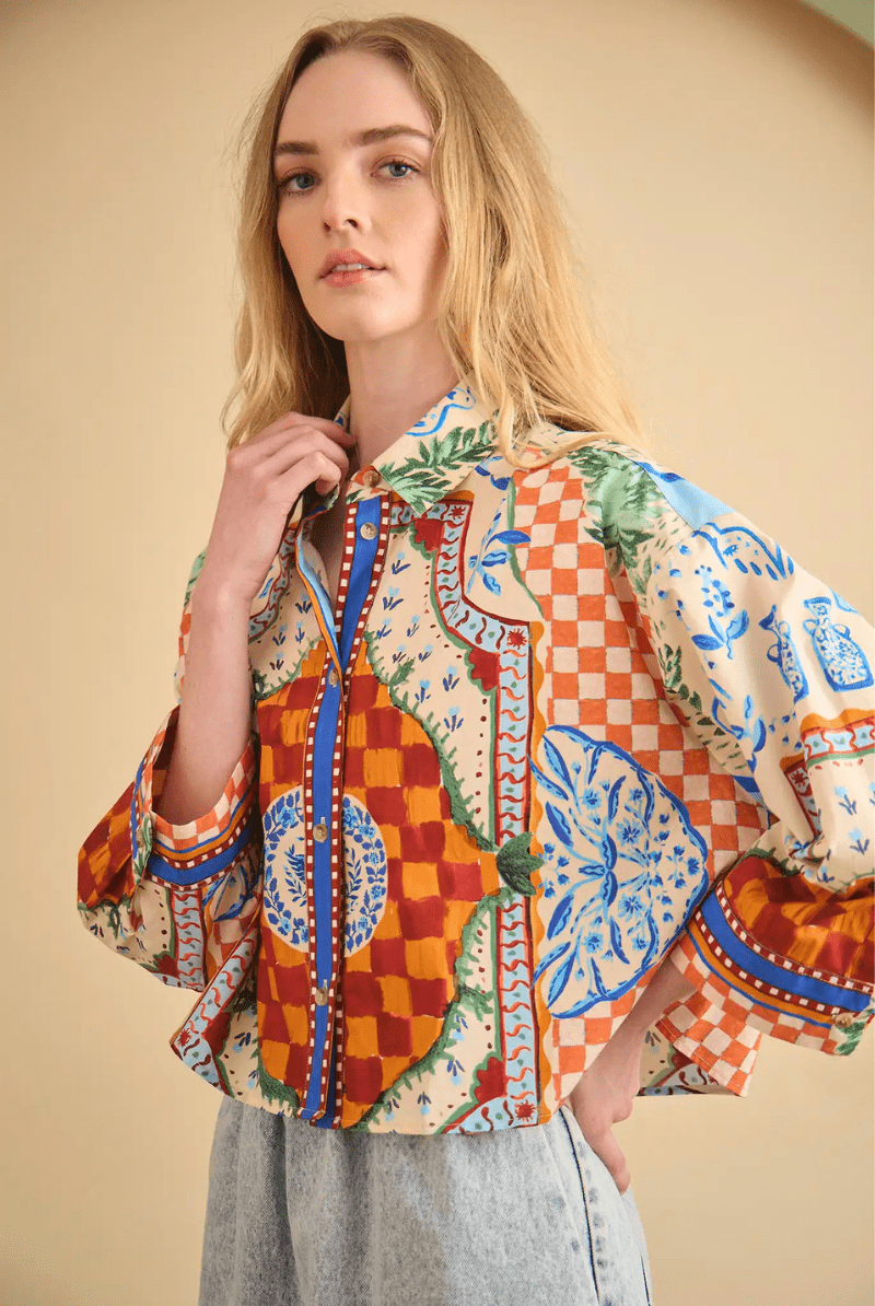 Shirts & Tops - Hunter Bell - Clarke Shirt in Sundance Tile - Archery Close