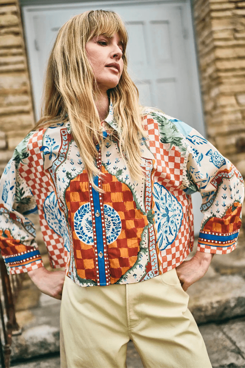 Shirts & Tops - Hunter Bell - Clarke Shirt in Sundance Tile - Archery Close