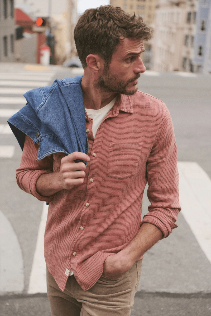 Shirts & Tops - Marine Layer - Classic Stretch Selvedge Shirt - Archery Close