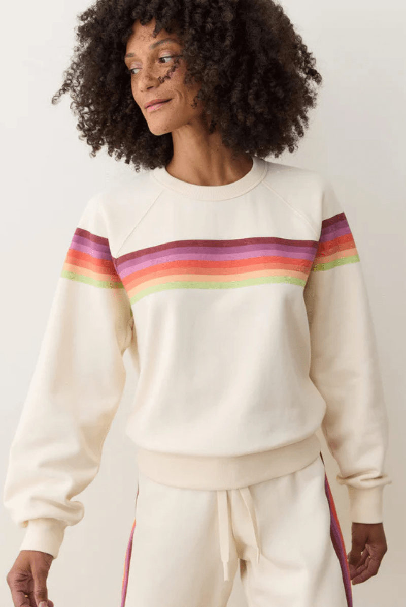 Sweatshirts - Marine Layer - Cloud 9 Anytime Sweatshirt in Antique White - Archery Close