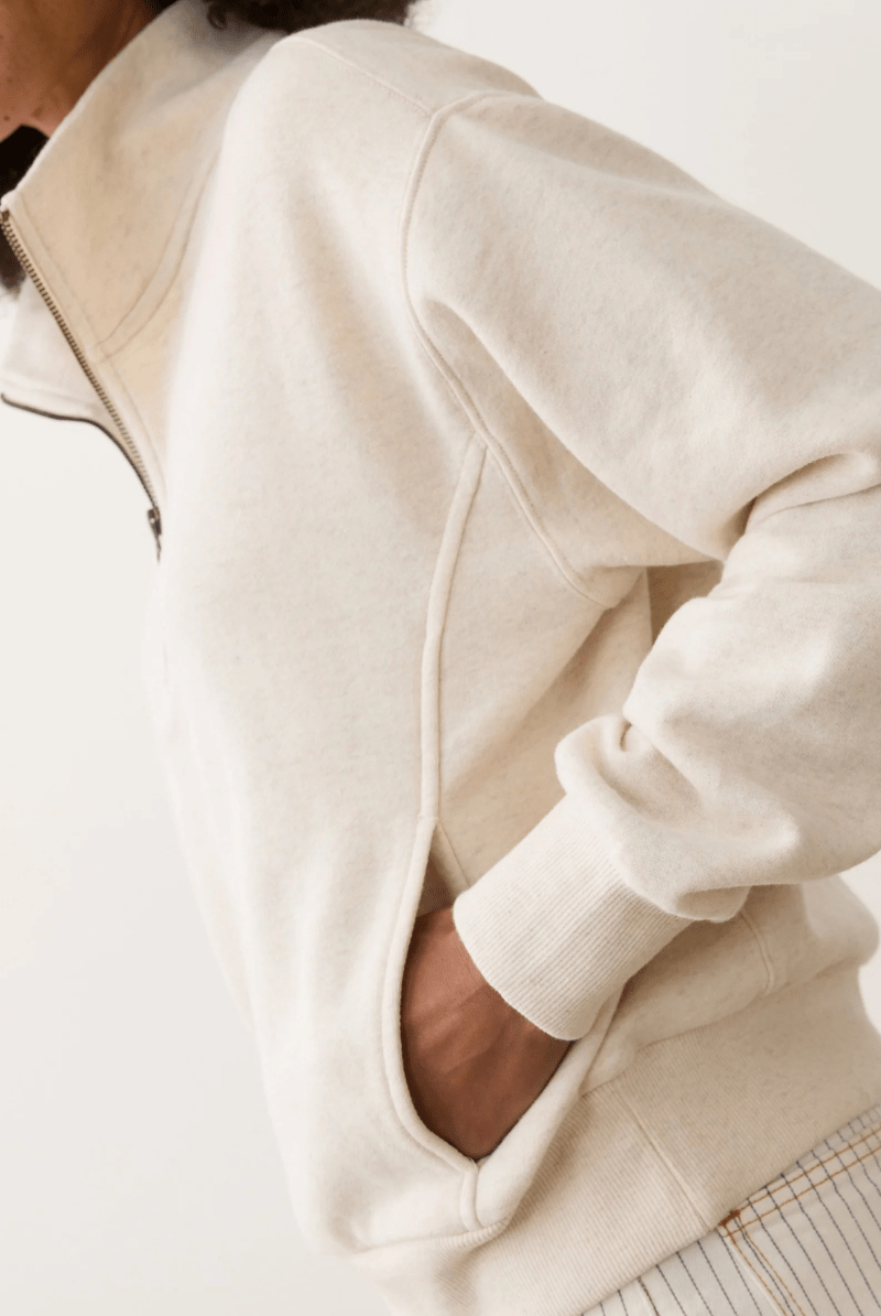 Sweatshirts - Marine Layer - Cloud 9 Fleece Half Zip in Oatmeal Heather - Archery Close