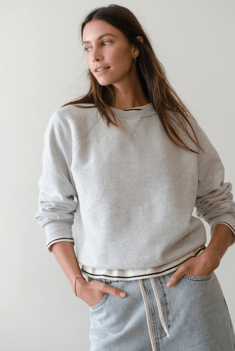 Sweatshirts - Marine Layer - Cloud 9 Fleece Reversible Crewneck in Heather Grey - Archery Close