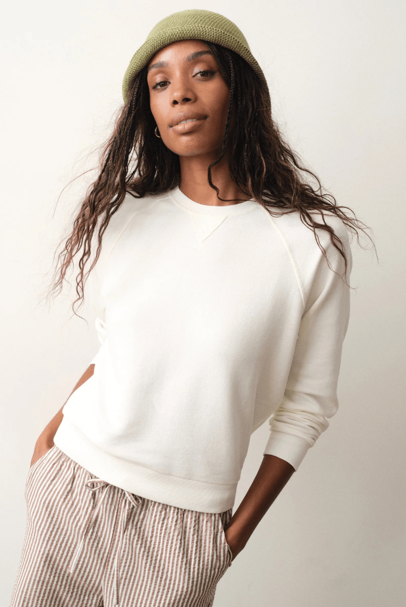 Sweatshirts - Marine Layer - Cloud 9 Terry Sweatshirt in Antique White - Archery Close