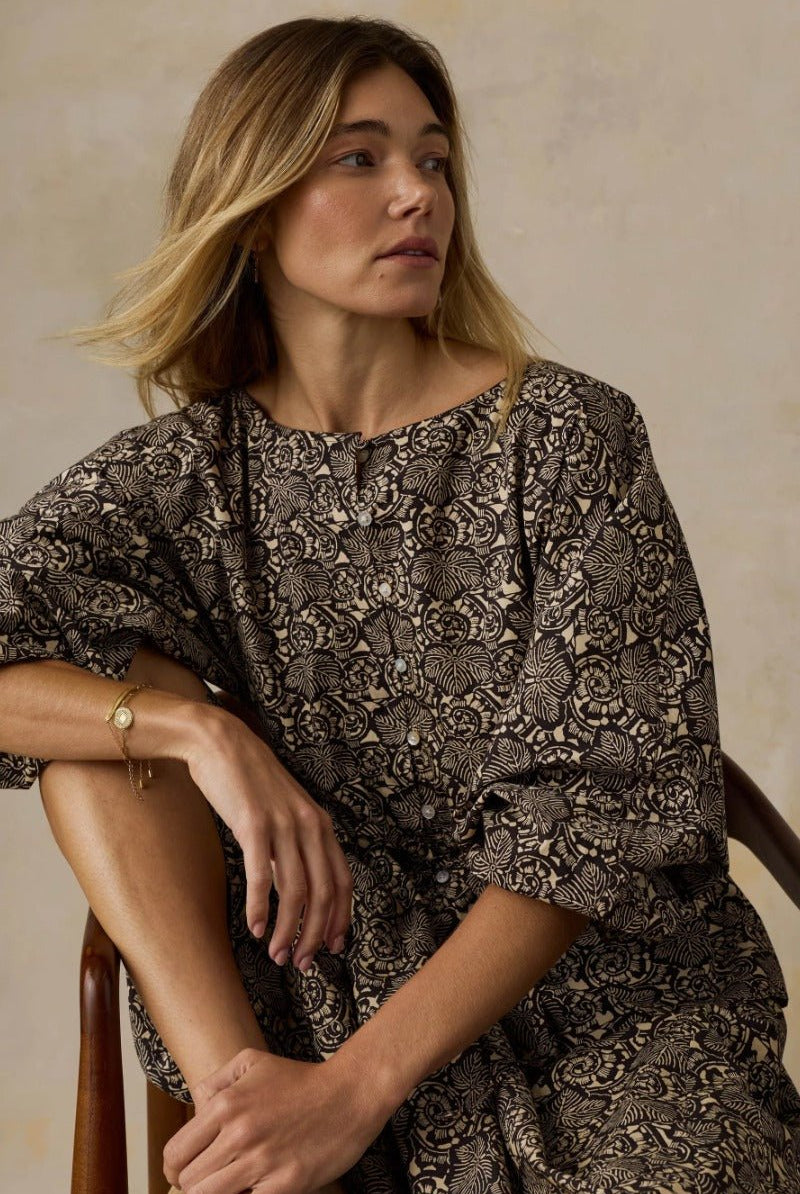 Faherty Brand Coastal Poplin Faye Top - Night Bloom