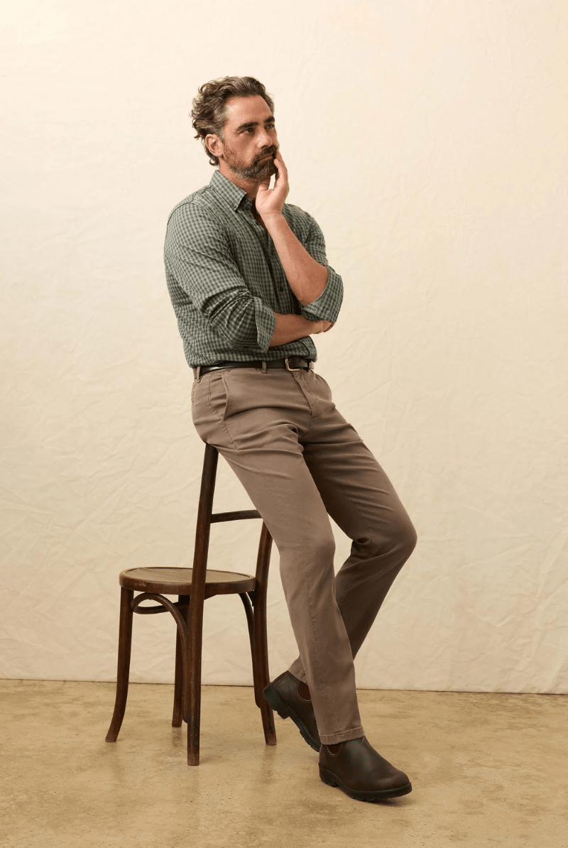 Pants - Faherty Brand - Coastline Chino - Alpine Brown - Archery Close