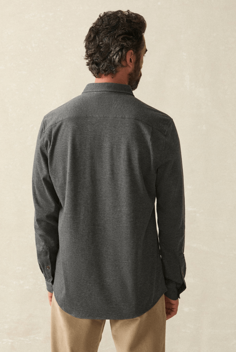 Shirts & Tops - Faherty Brand - Coastline Knit Shirt in Charcoal Heather Twill - Archery Close