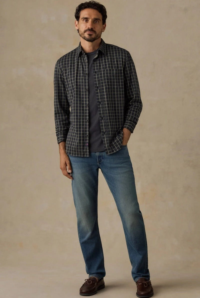 Faherty Brand Coastline Knit Shirt in Charcoal Sage Check
