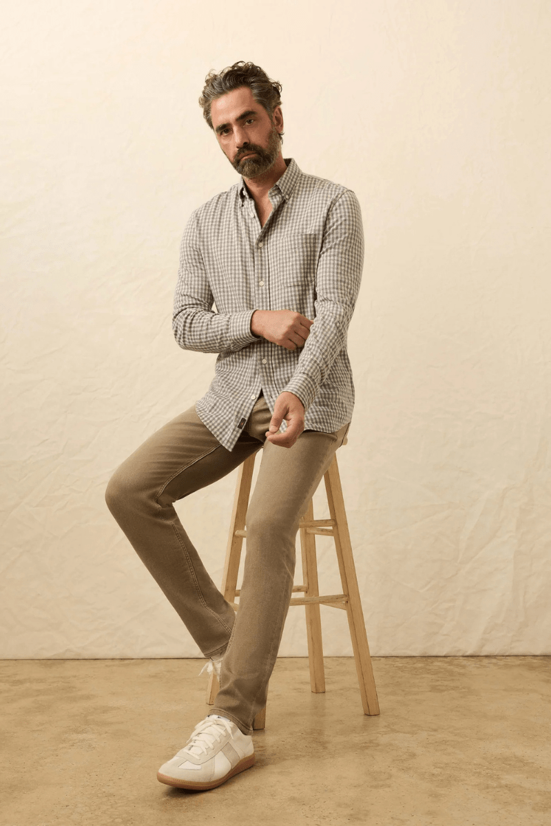 Shirts & Tops - Faherty Brand - Coastline Knit Shirt in Fox Grey Gingham - Archery Close