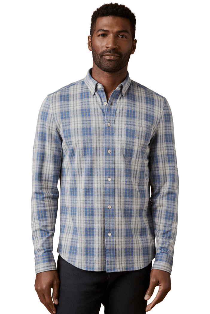 Shirts & Tops - Faherty Brand - Coastline Knit Shirt in Horizon Blue Plaid - Archery Close