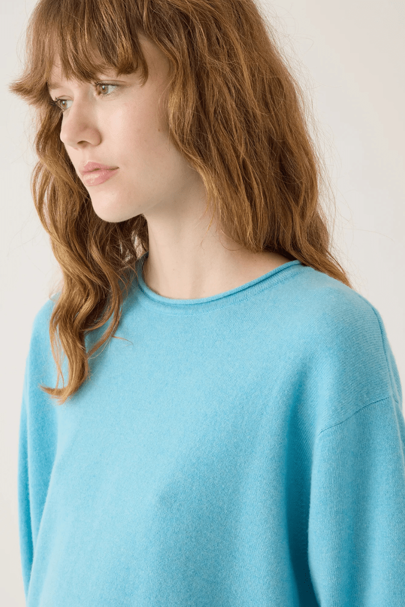 Sweater - DemyLee - Coco Cashmere Sweater in Ocean Blue - Archery Close