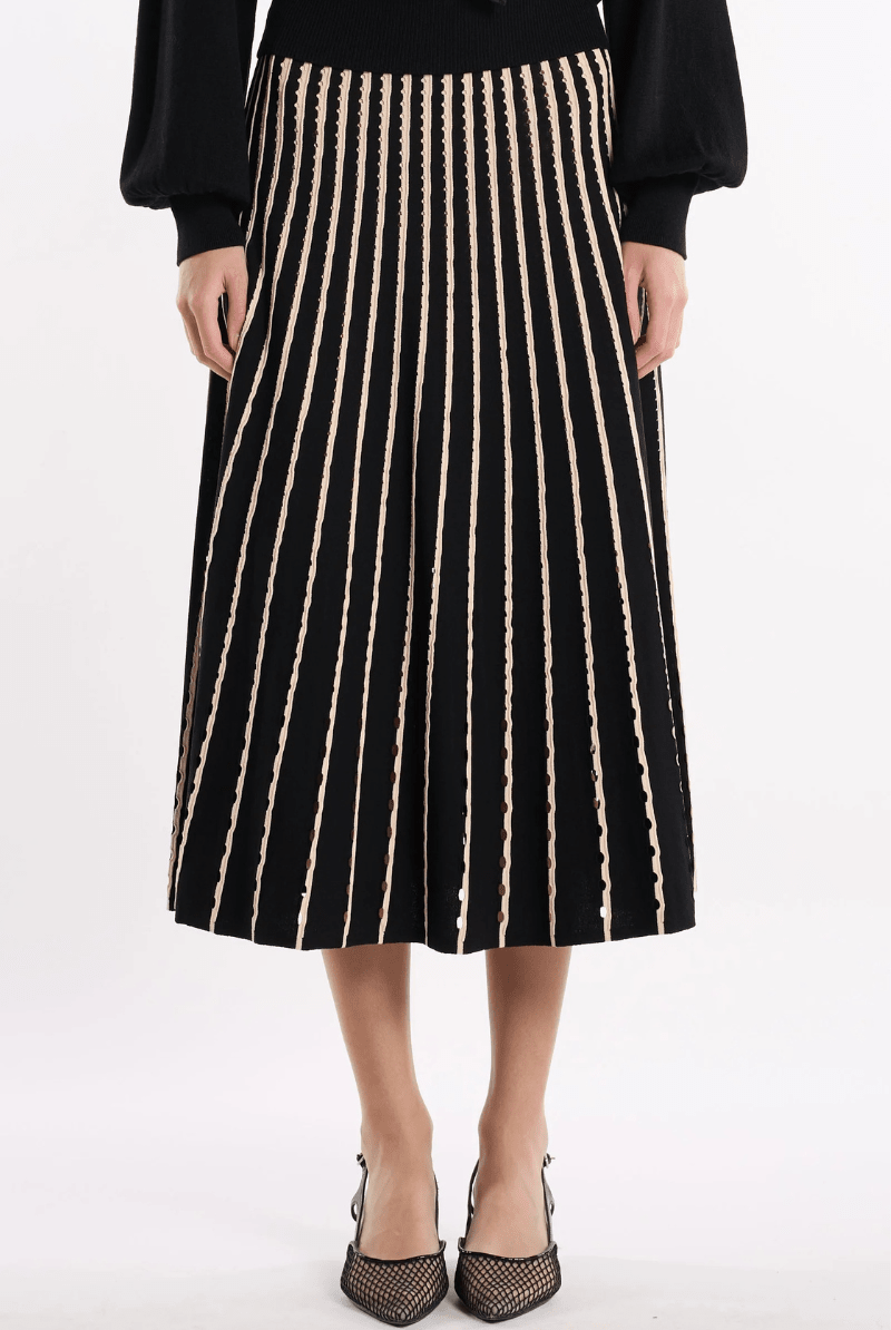 Skirts - Christy Lynn - Colton Skirt in Pinstripe Black - Archery Close
