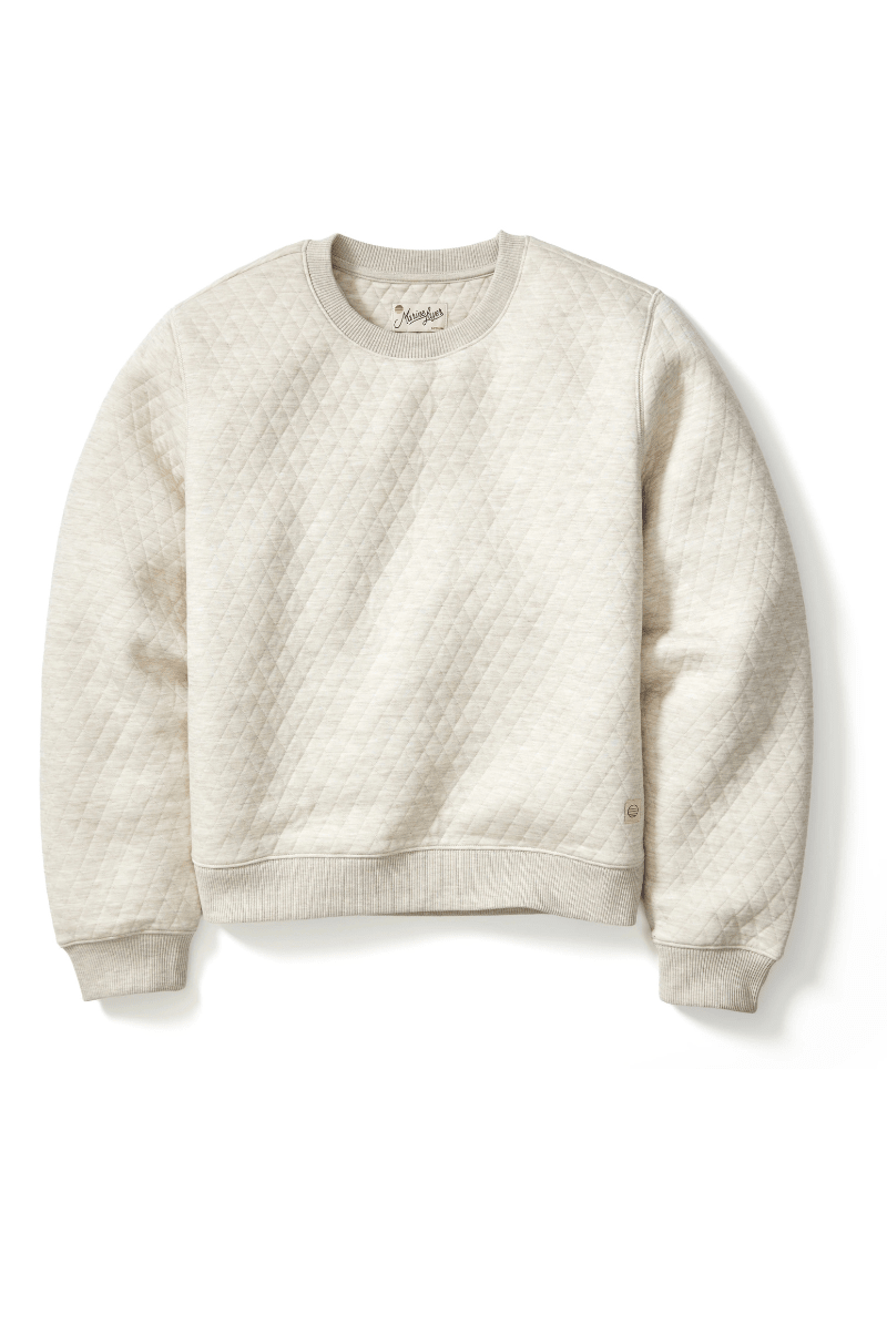 Sweatshirts - Marine Layer - Corbet Quilted Crewneck in Oat - Archery Close