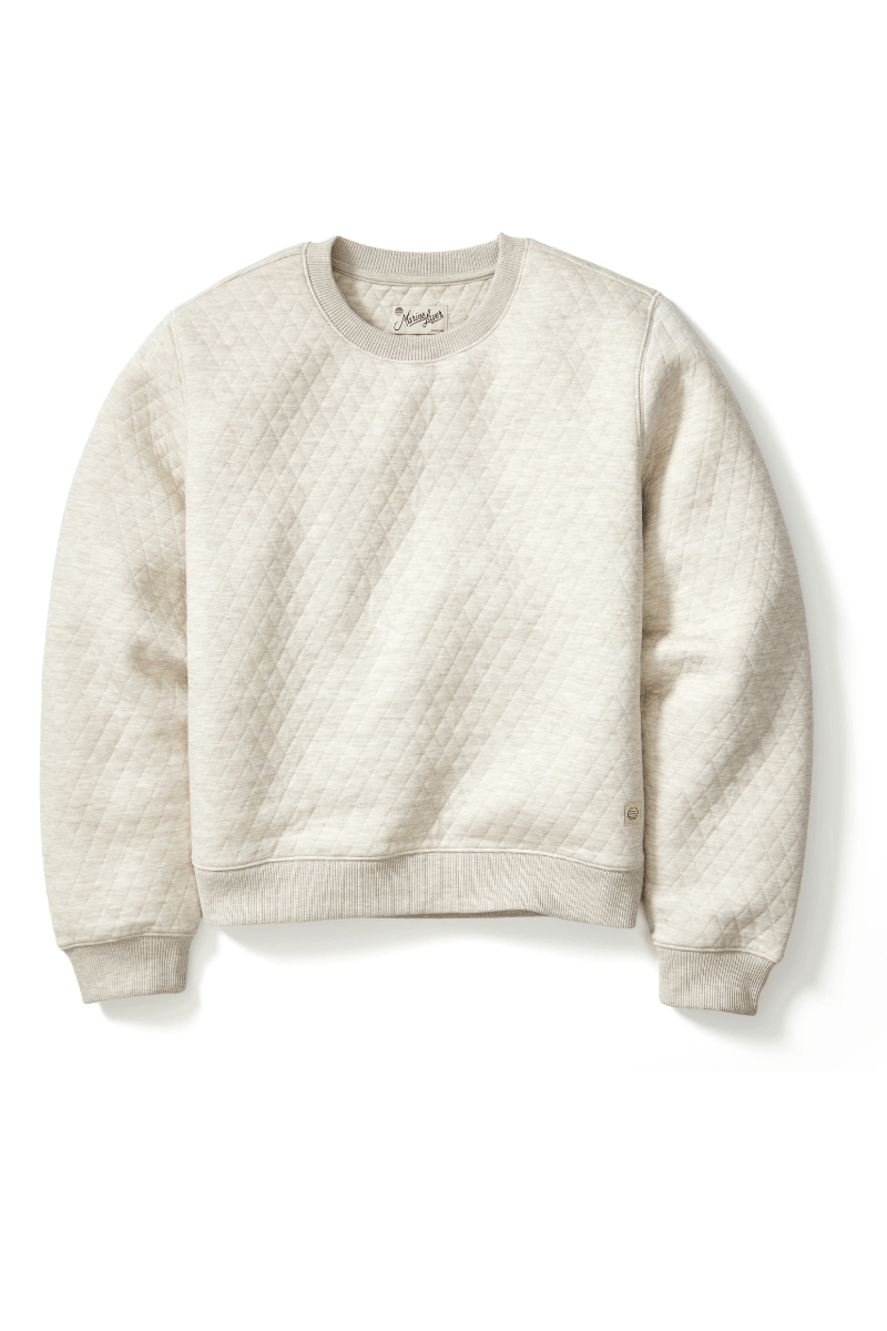 Sweatshirts - Marine Layer - Corbet Quilted Crewneck in Oat - Archery Close