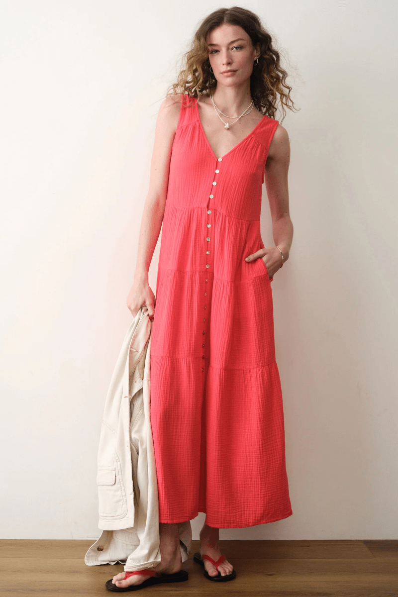 Dresses - Marine Layer - Corinne Maxi Dress - Blush - Archery Close