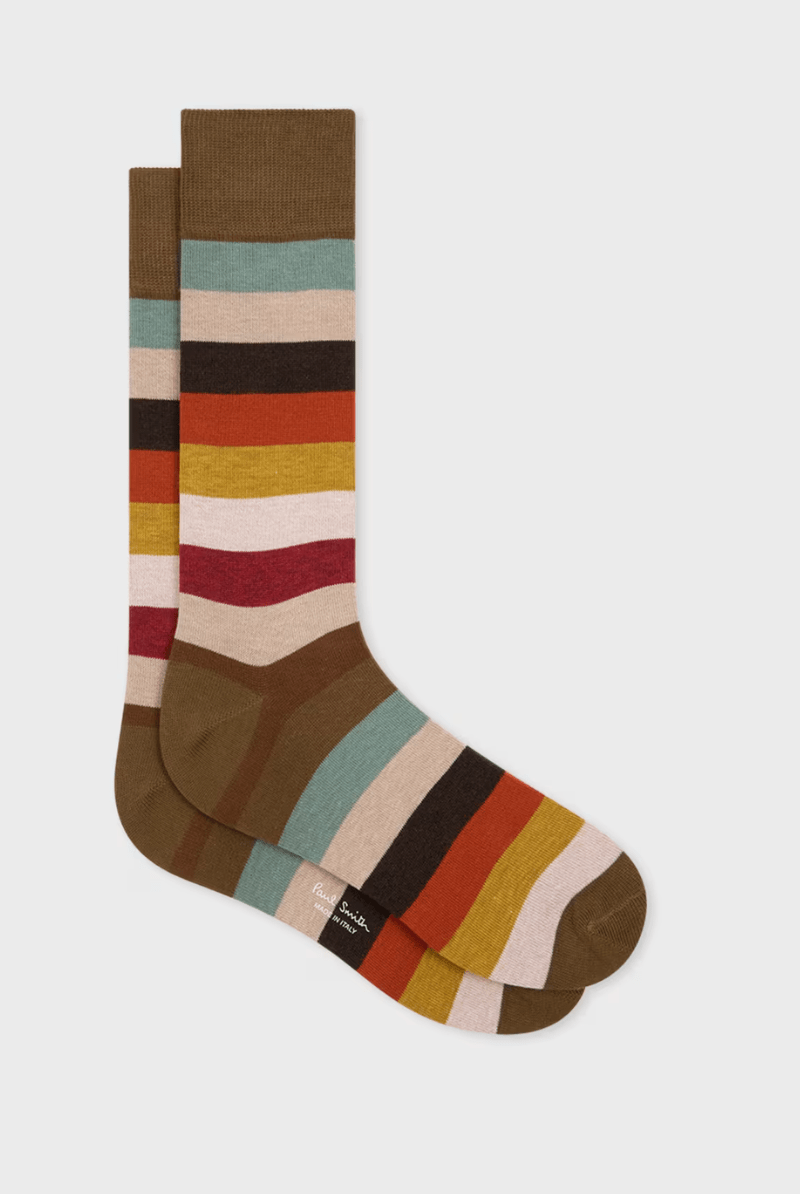 Socks - Paul Smith - Cotton-Blend Multistripe Socks - Archery Close