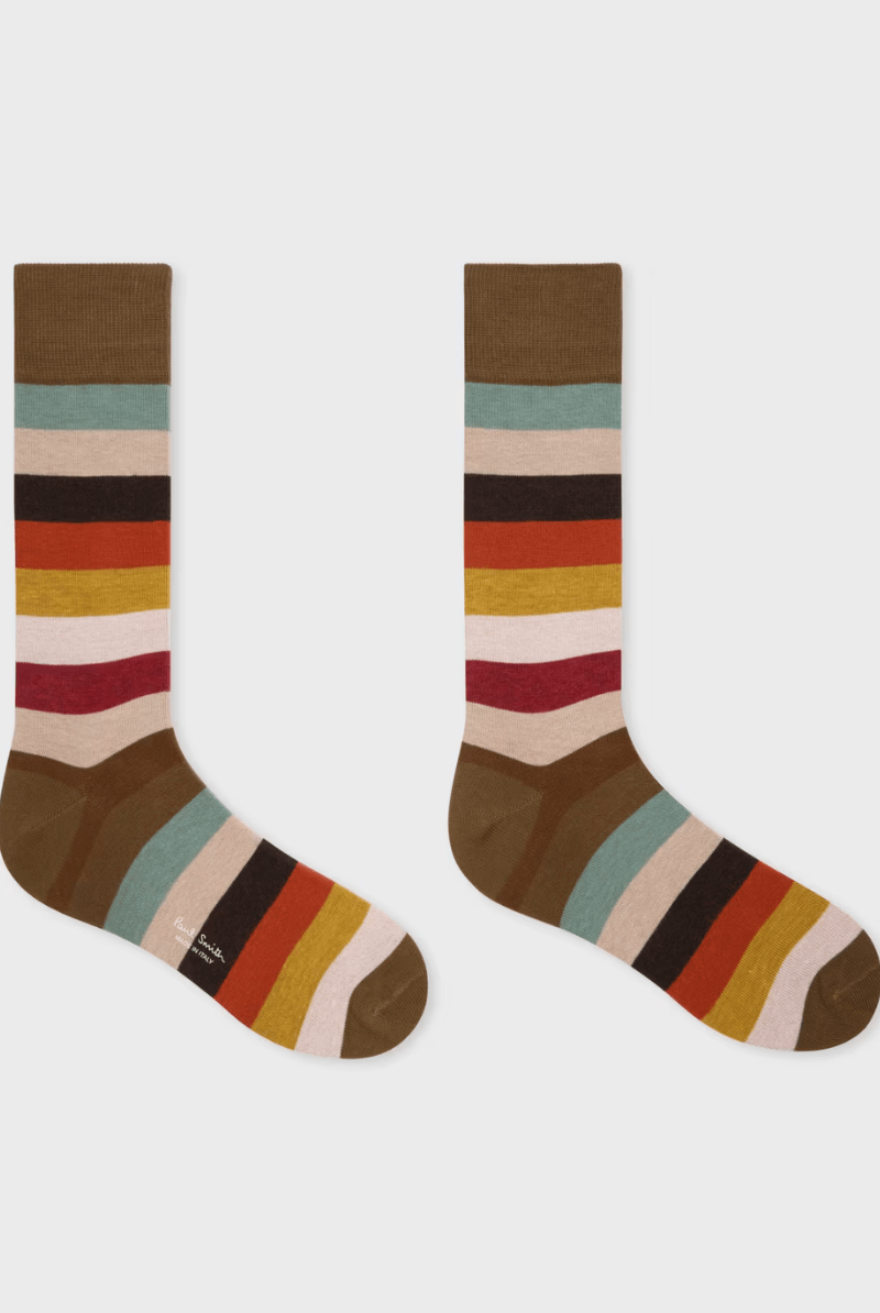Socks - Paul Smith - Cotton-Blend Multistripe Socks - Archery Close