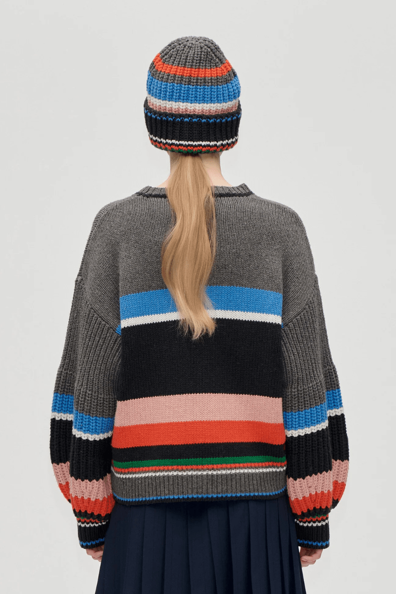 Sweater - Stine Goya - Crewneck Chunky Sleeve Sweater - Archery Close