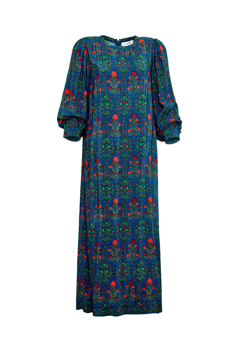 Dresses - Hunter Bell - Crosby Dress in Midnight Garden - Archery Close