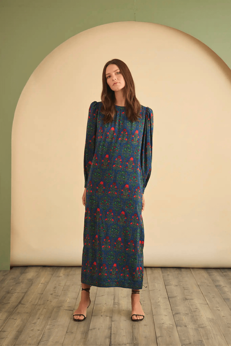 Dresses - Hunter Bell - Crosby Dress in Midnight Garden - Archery Close