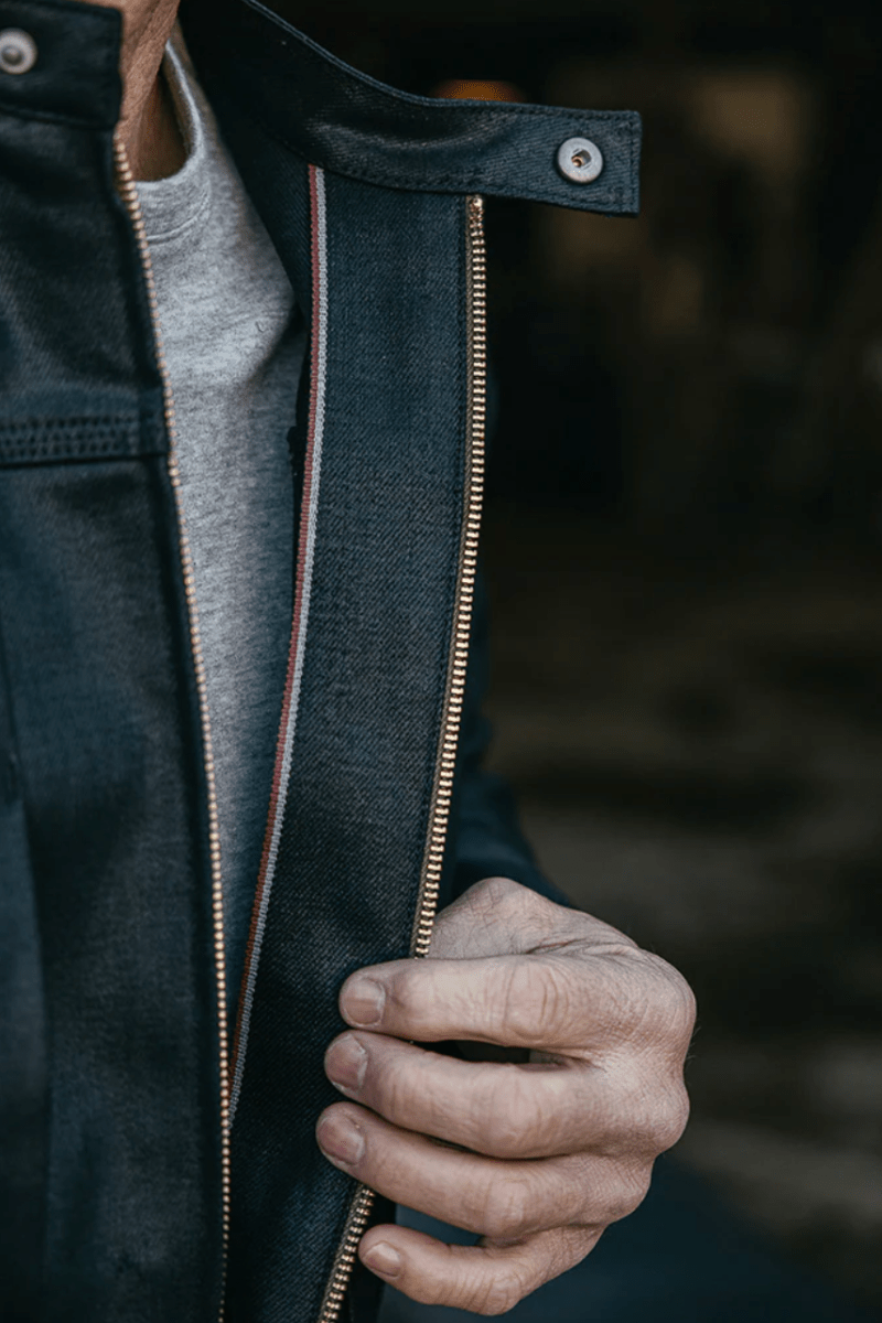 Outerwear - Hiroshi Kato - Cruiser Jacket 14oz Coated in Black Raw - Archery Close