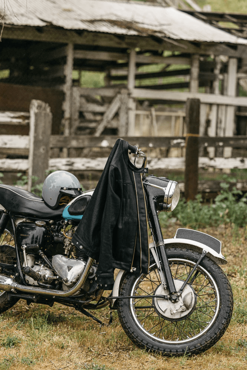 Outerwear - Hiroshi Kato - Cruiser Jacket 14oz Coated in Black Raw - Archery Close