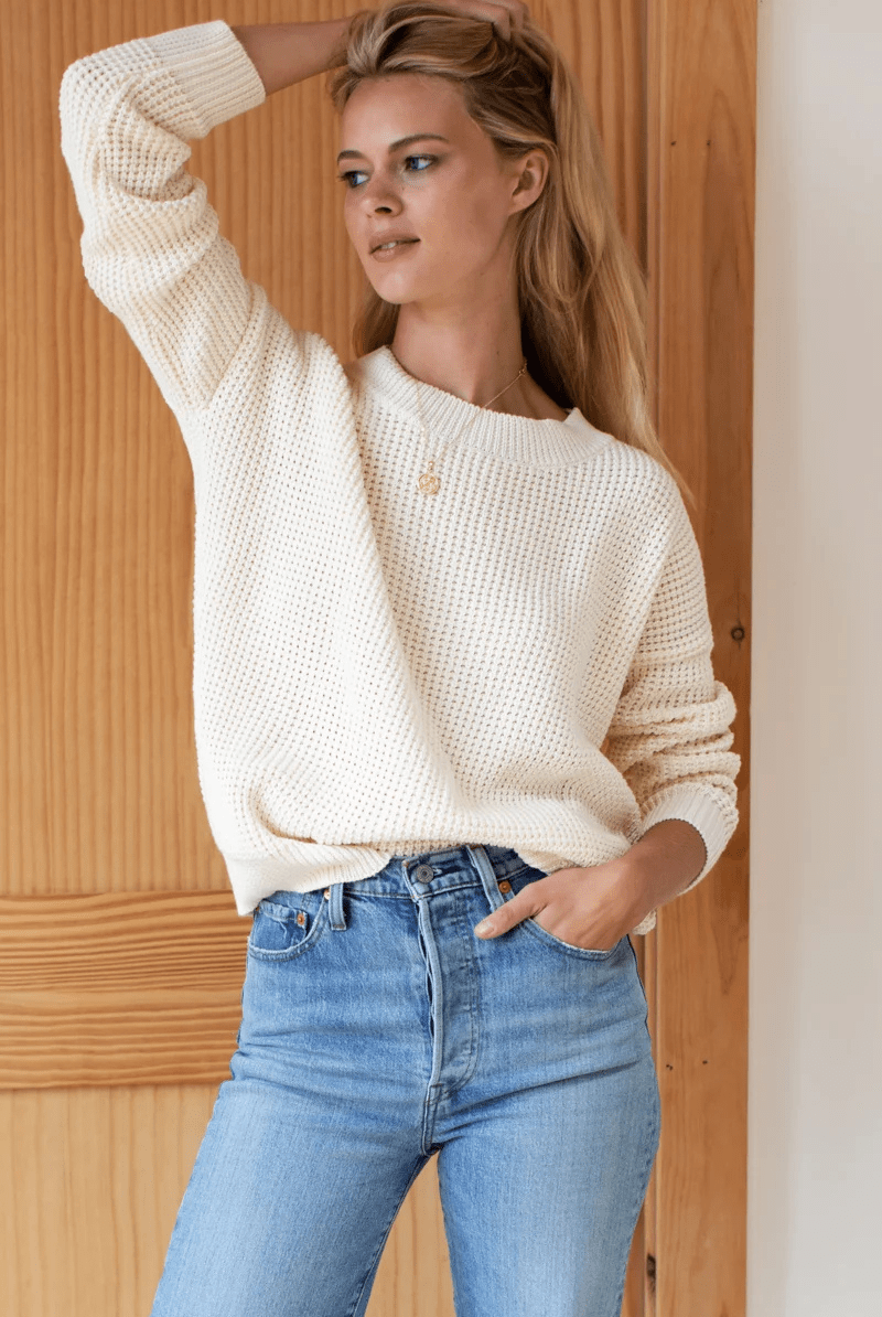Sweater - Emerson Fry - Daily Sweater in Ivory Organic - Archery Close