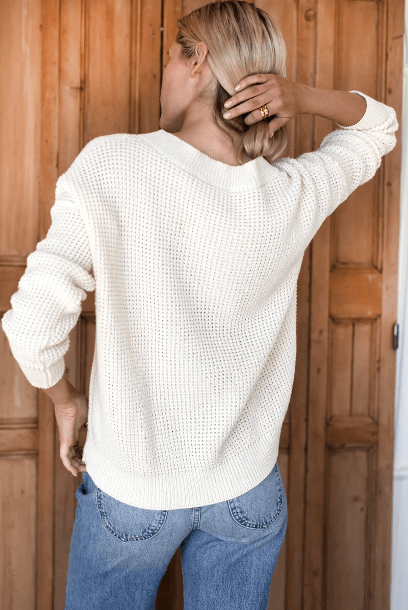 Sweater - Emerson Fry - Daily Sweater in Ivory Organic - Archery Close