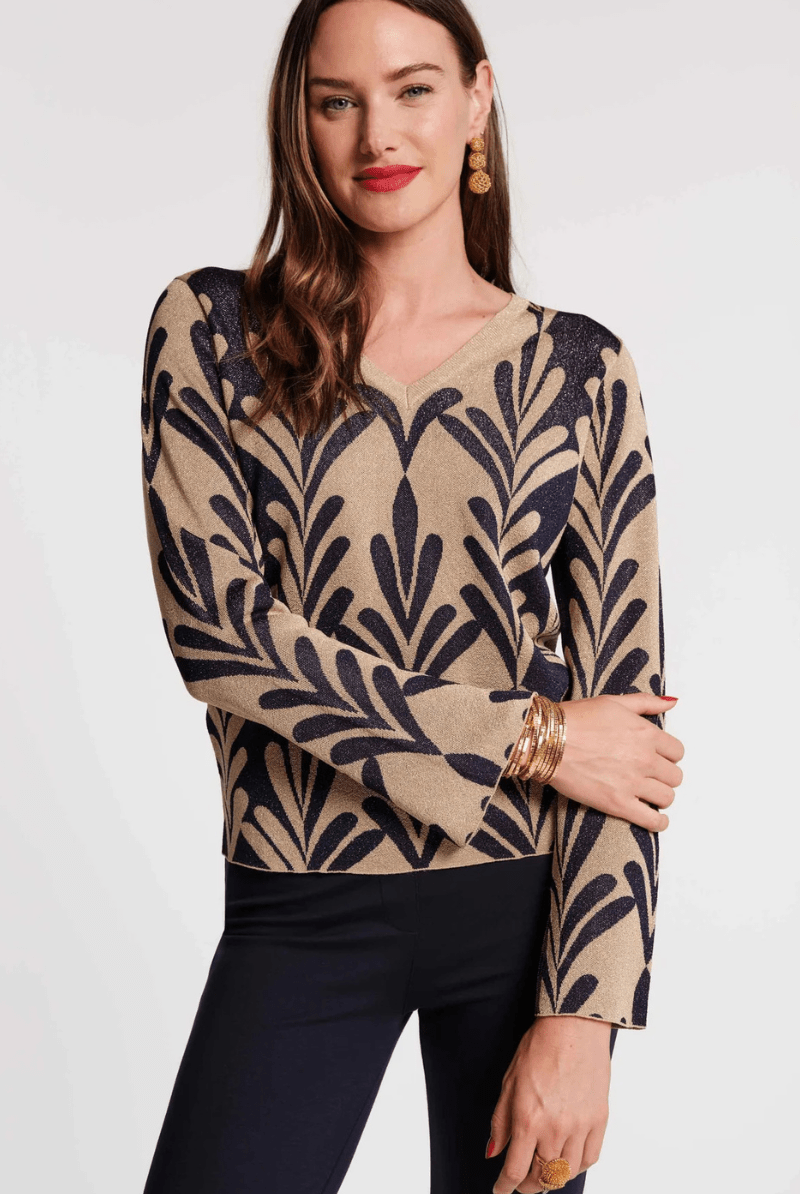 Shirts & Tops - Frances Valentine - Dakota Top in Royal Palm - Archery Close