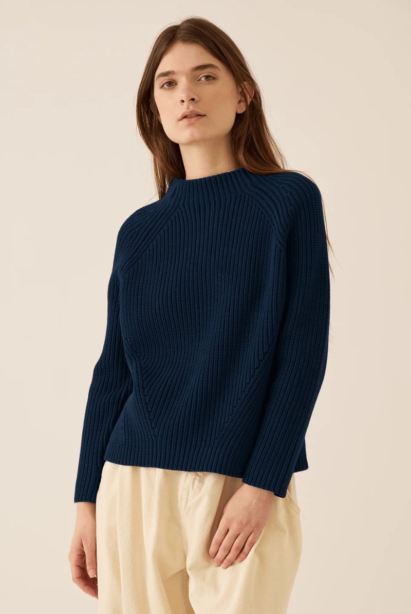Sweater - DemyLee - Daphne Cotton Sweater in Navy - Archery Close