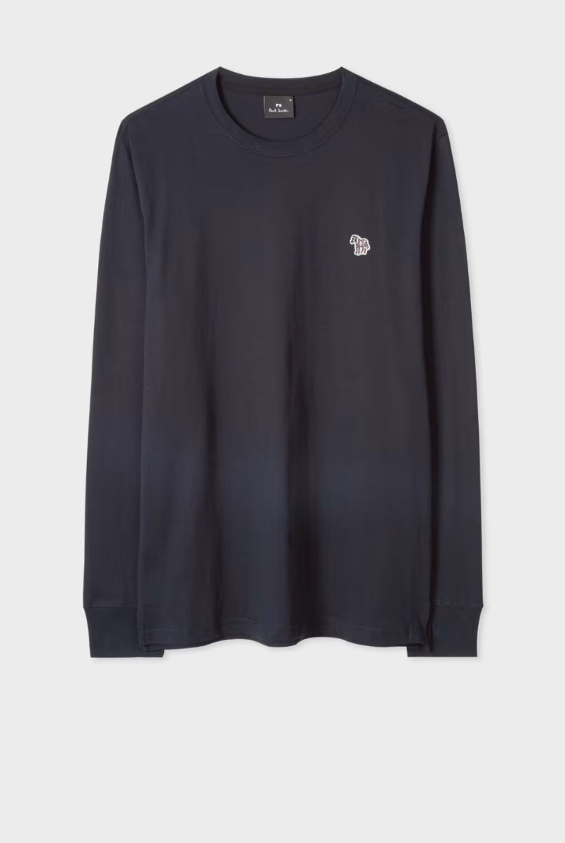 T-Shirt - Paul Smith - Dark Navy Cotton Zebra Logo Long - Sleeve T-Shirt - Archery Close