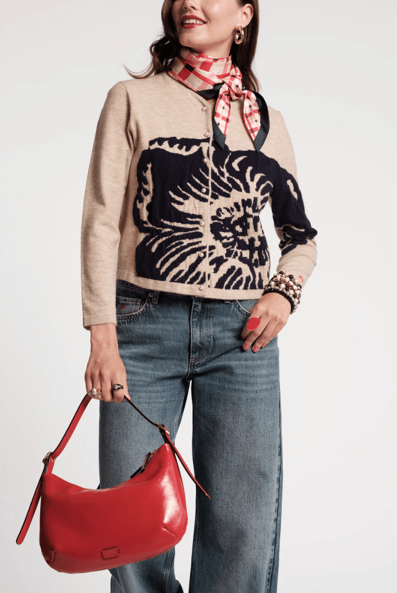 Sweater - Frances Valentine - Darling Cardigan in Camel Chrysanthemum - Archery Close