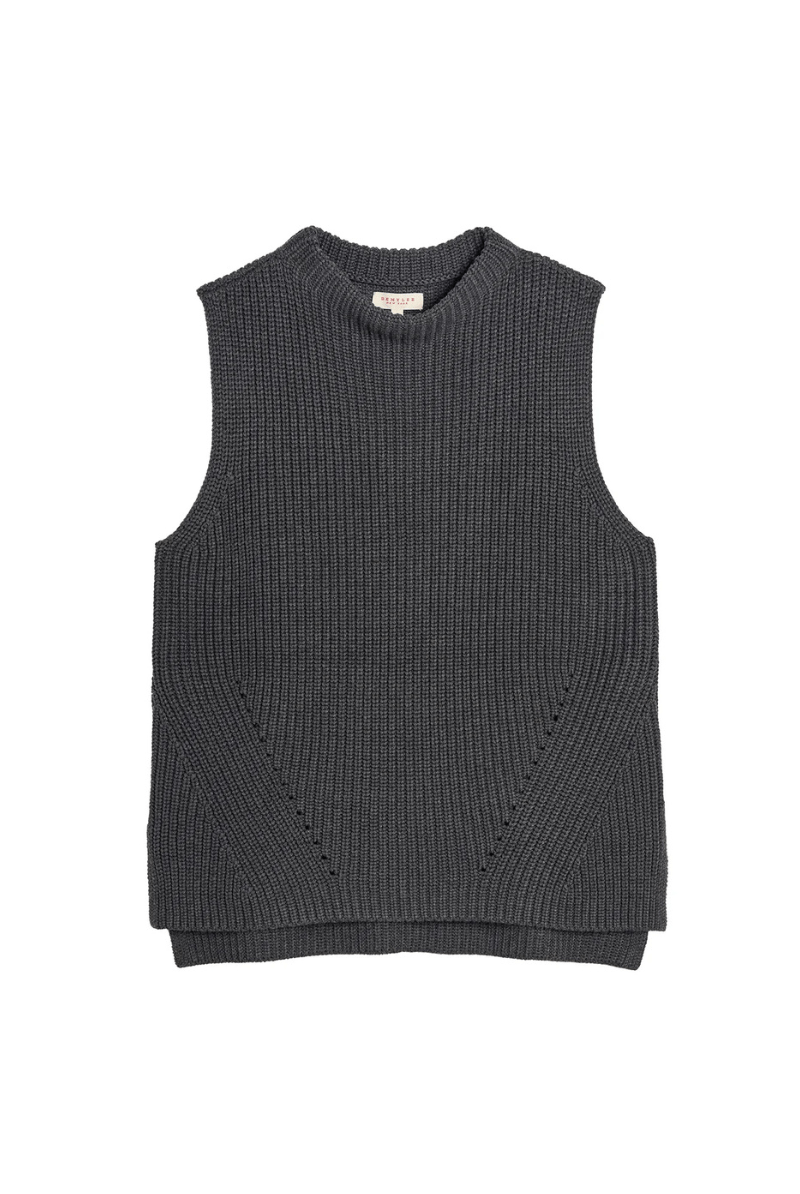 Sweater - DemyLee - Delaney Cotton Vest in Charcoal Heather - Archery Close