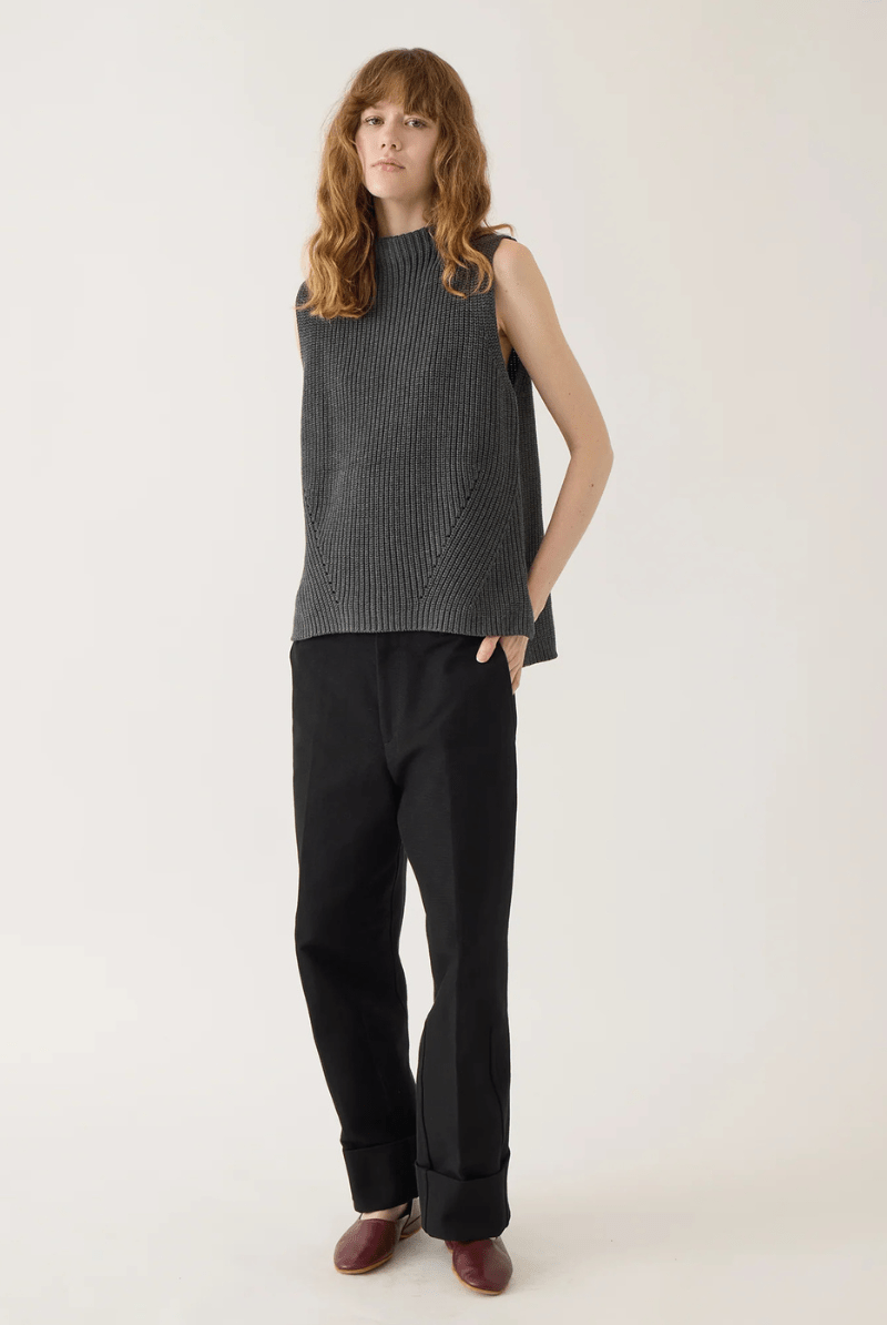 Sweater - DemyLee - Delaney Cotton Vest in Charcoal Heather - Archery Close