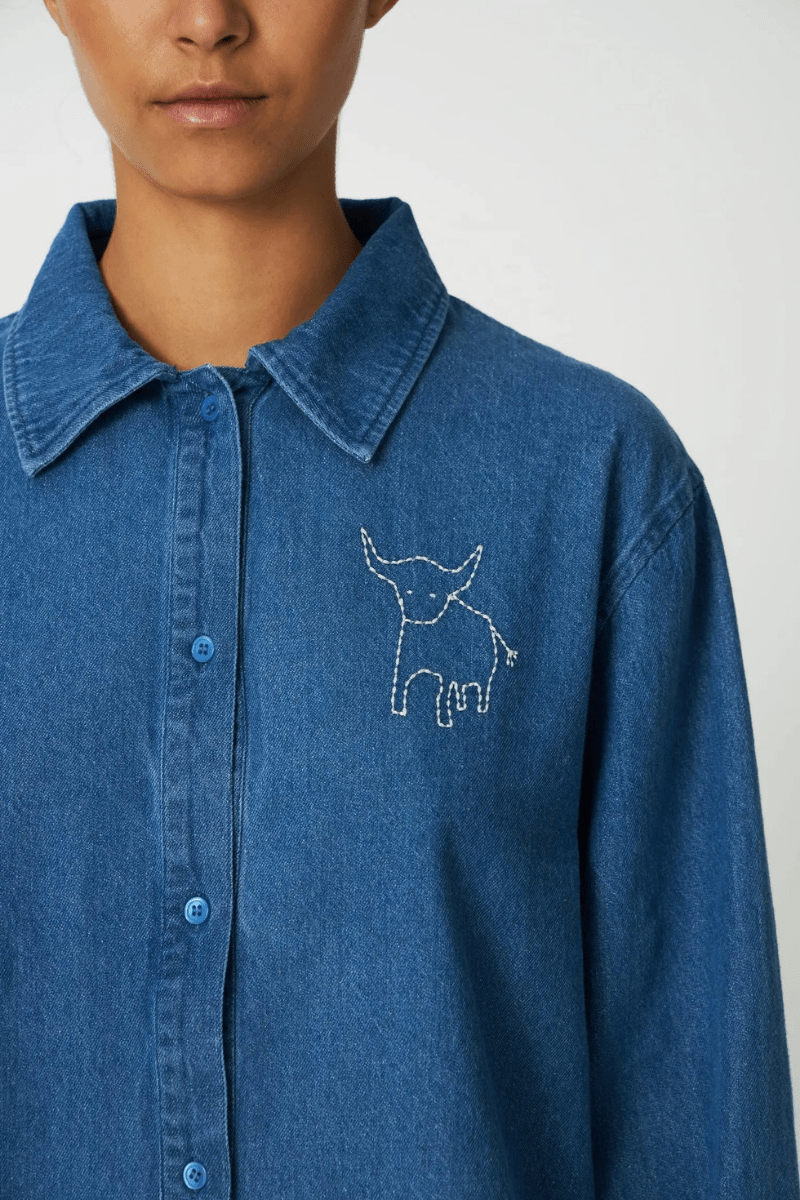 Shirts & Tops - Stella Nova - Denim Shirt with Artwork - Archery Close