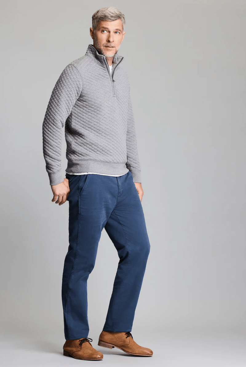 Sweatshirts - Billy Reid - Diamond Quilt Half Zip in Medium Grey - Archery Close