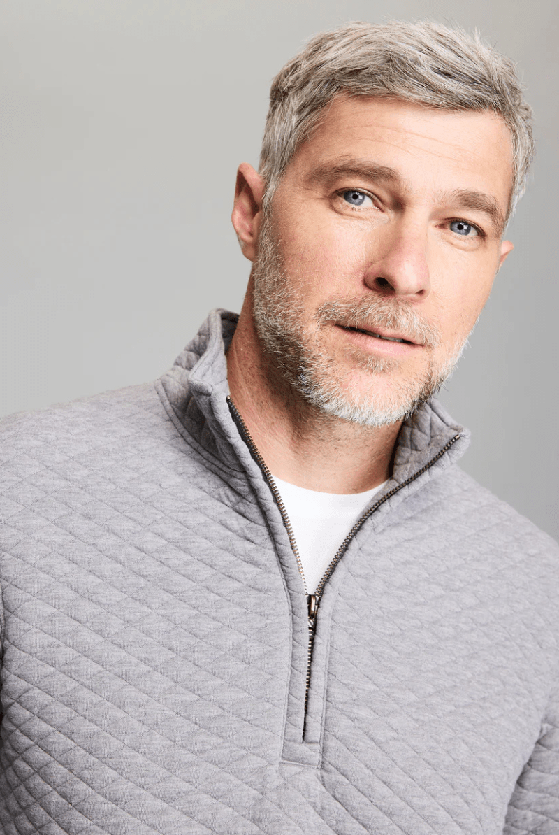 Sweatshirts - Billy Reid - Diamond Quilt Half Zip in Medium Grey - Archery Close