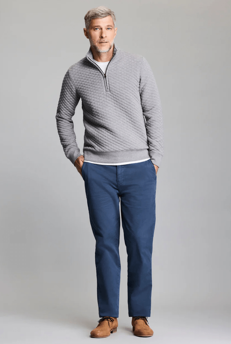 Sweatshirts - Billy Reid - Diamond Quilt Half Zip in Medium Grey - Archery Close