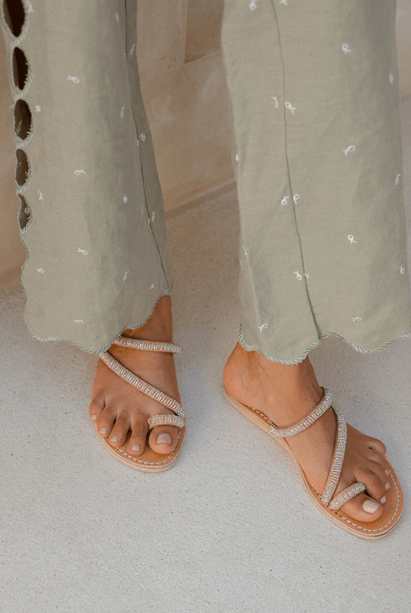 Sandals - Laidback London - Diani Flat in Silver - Archery Close