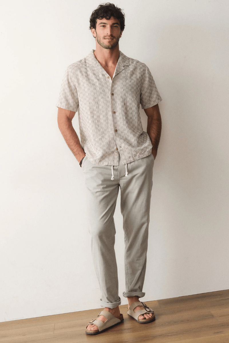 Shirts & Tops - Marine Layer - Dobby Resort Shirt in Natural/Brown Check - Archery Close
