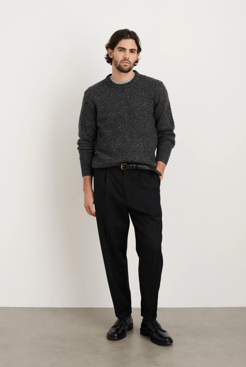 Sweater - Alex Mill - Donegal Crew Neck Sweater - Charcoal - Archery Close