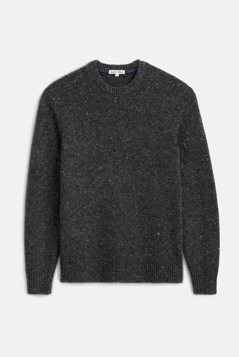 Sweater - Alex Mill - Donegal Crew Neck Sweater - Charcoal - Archery Close