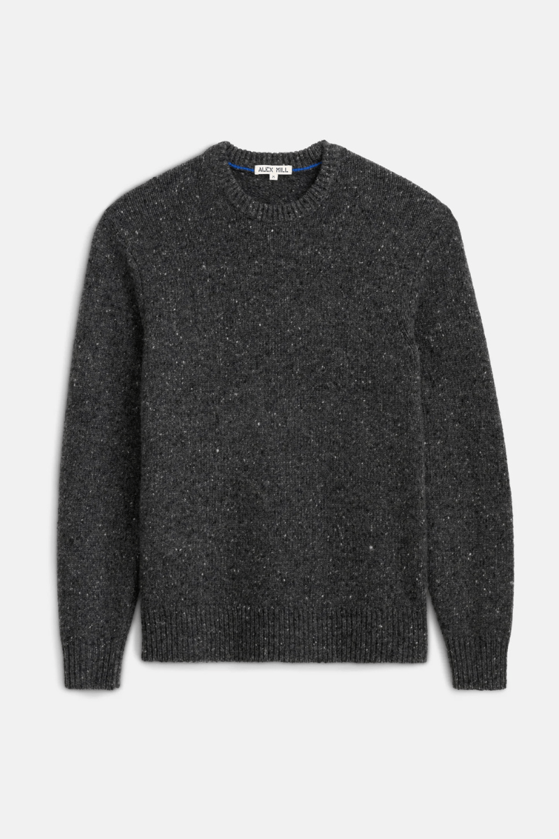 Sweater - Alex Mill - Donegal Crew Neck Sweater - Charcoal - Archery Close