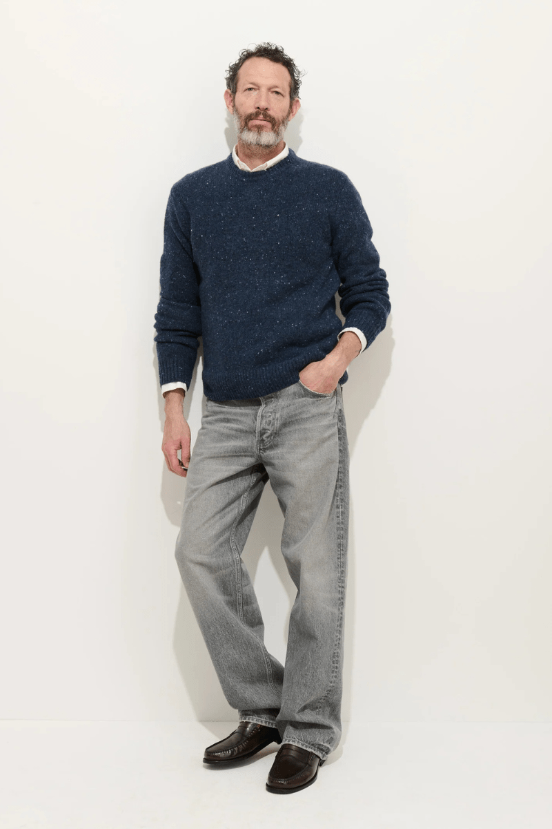 Sweater - Alex Mill - Donegal Crew Neck Sweater - Navy - Archery Close