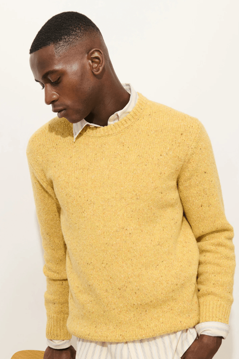 Sweater - Alex Mill - Donegal Crew Neck Sweater - Sunflower - Archery Close