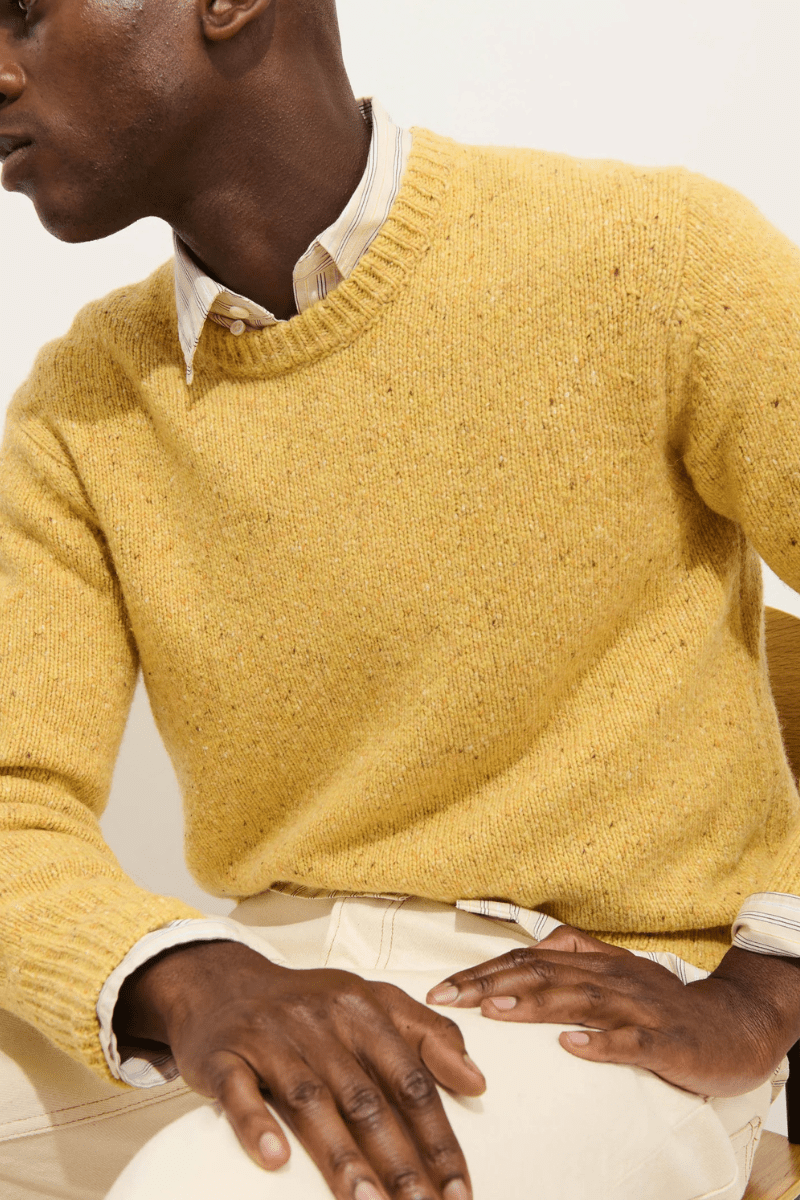 Sweater - Alex Mill - Donegal Crew Neck Sweater - Sunflower - Archery Close