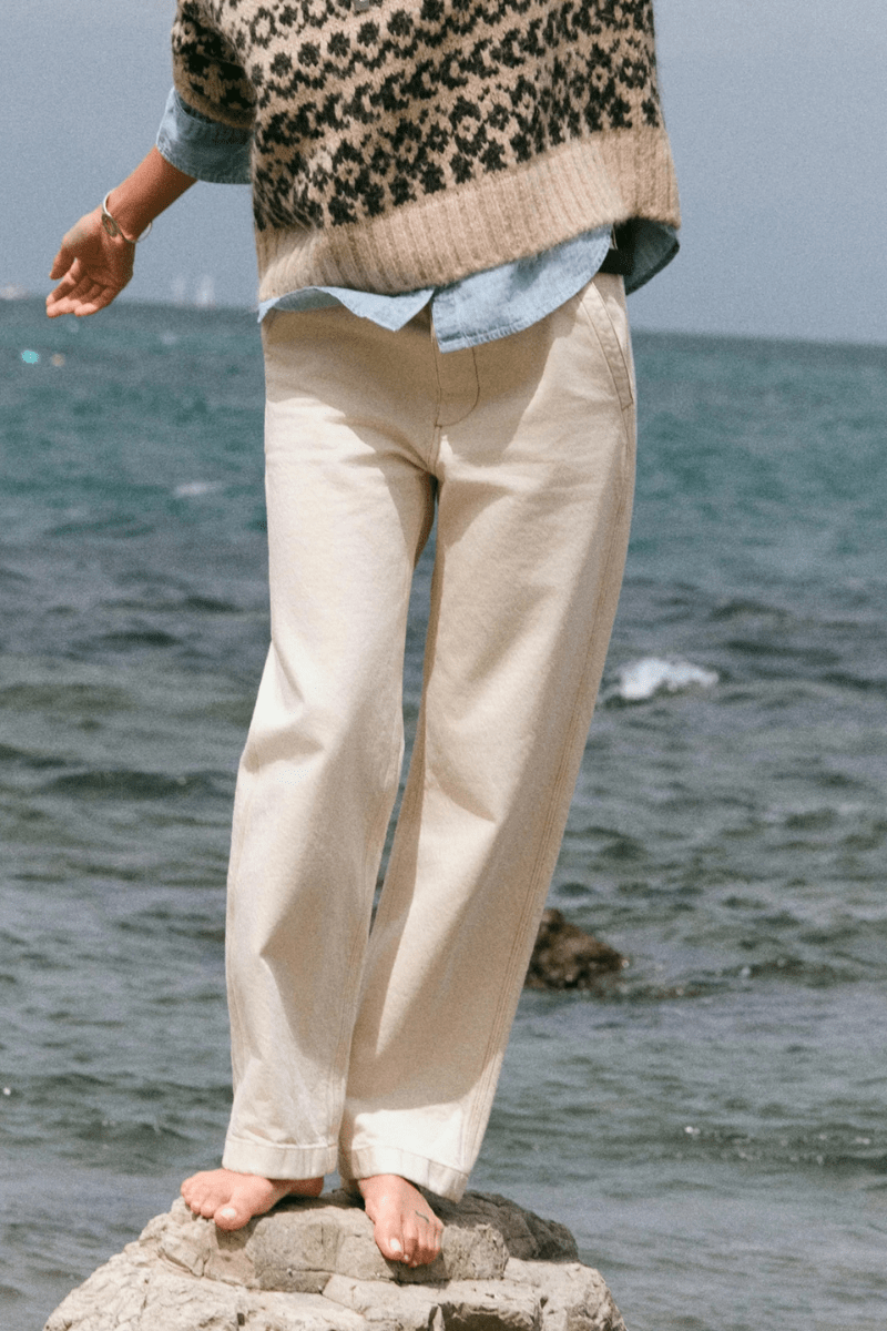 Pants - Faherty Brand - Driftwood Denim Pant in Almond Milk - Archery Close